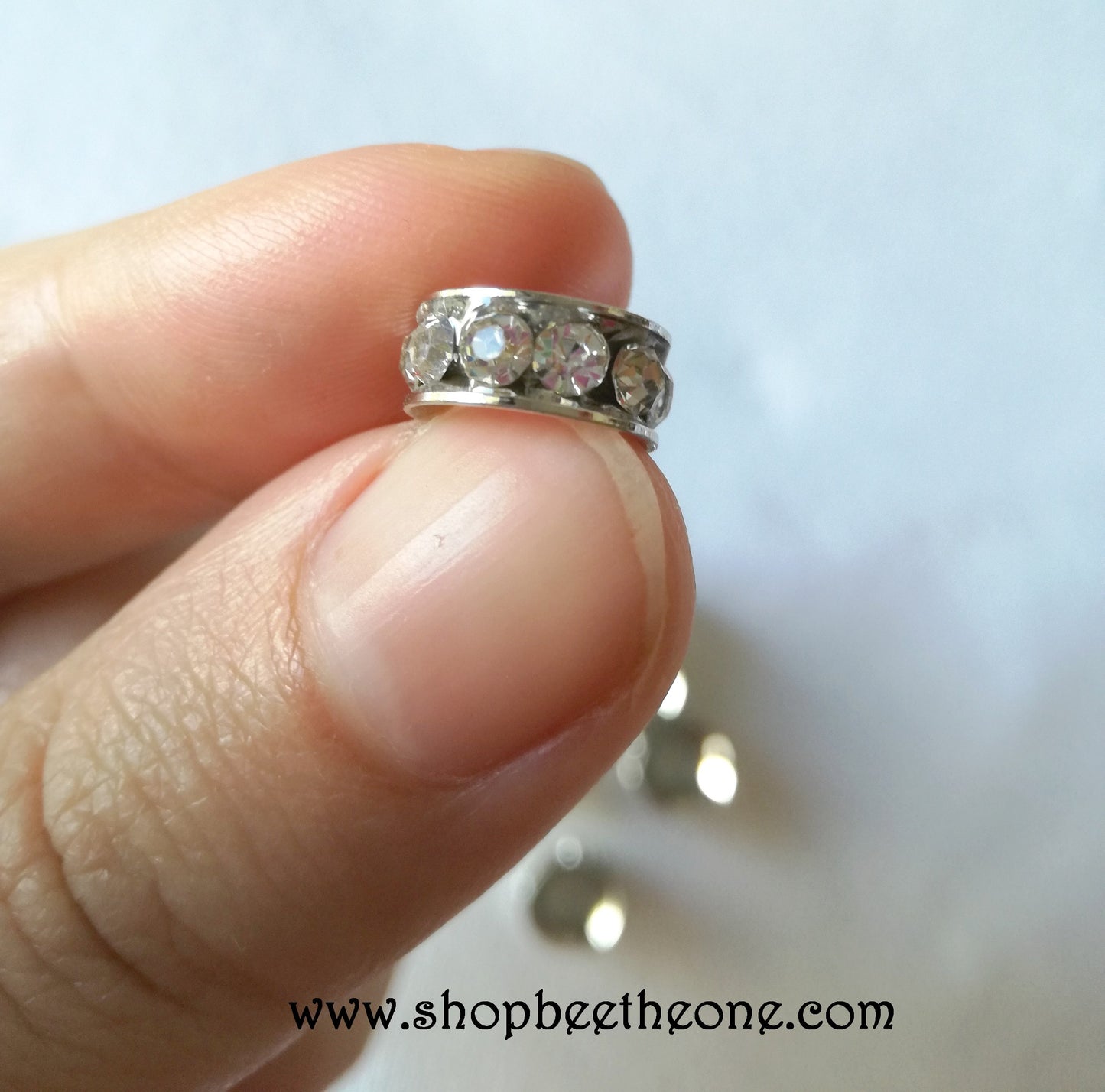 Perle rondelle intercalaire ronde à strass - 10 mm - trou 5 mm