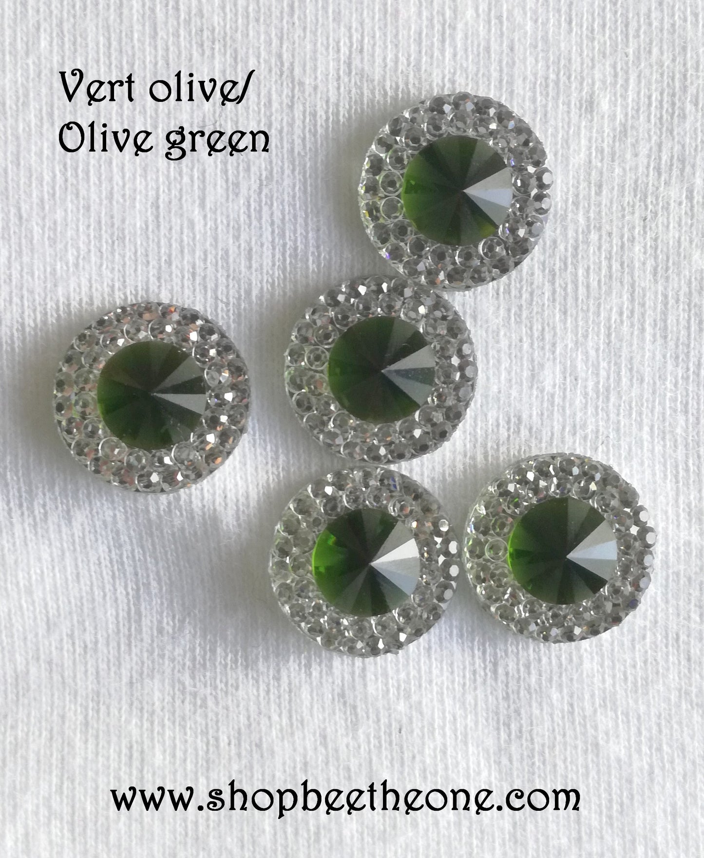 Cabochon rond strass avec pierre colorée - 10 mm ou 12 mm - 12 coloris