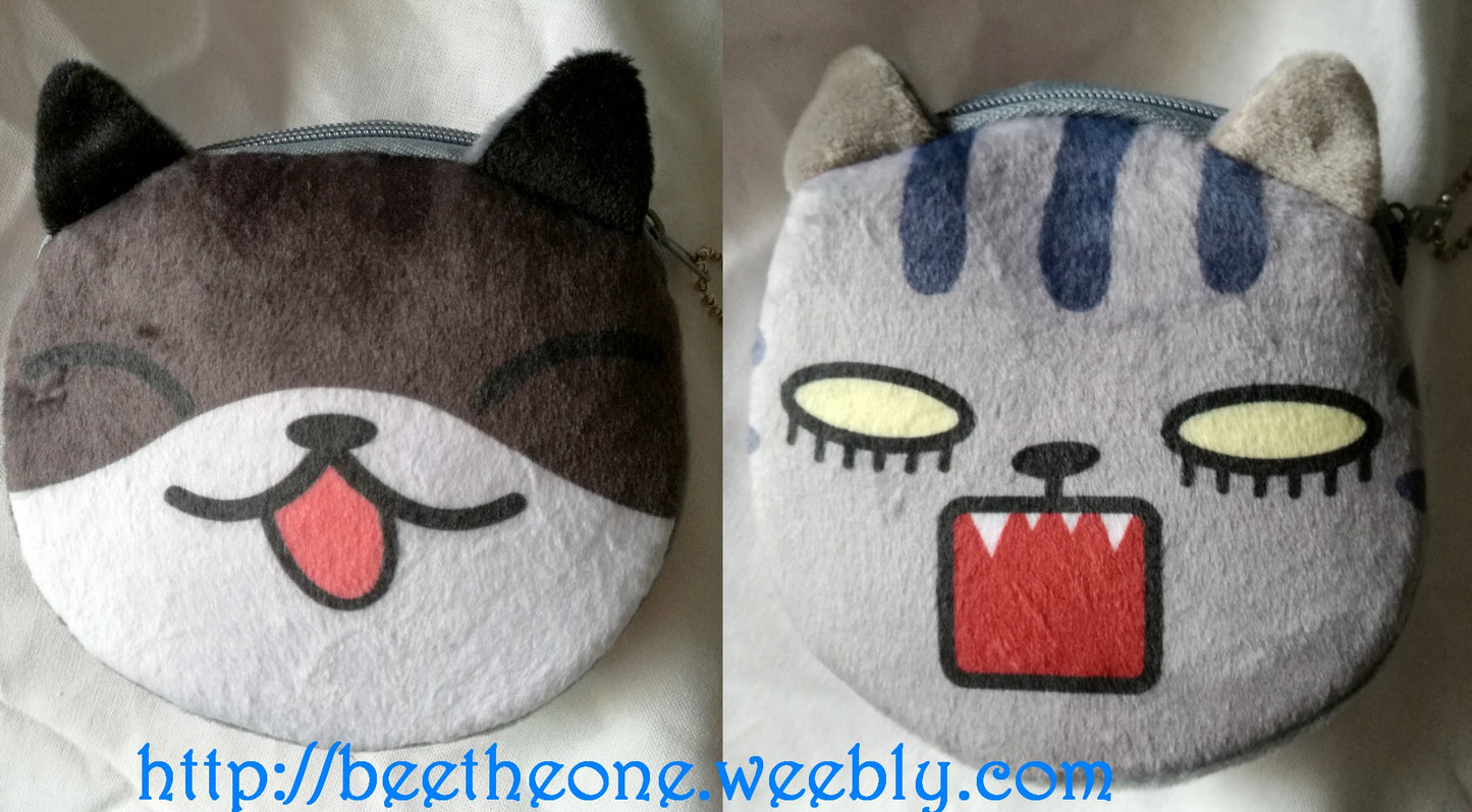 Porte-monnaie kawaii Chat emoji en peluche - 2 modèles
