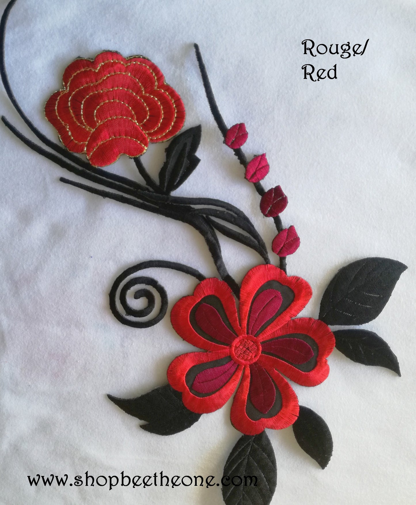 Maxi Applique broderie patch thermocollant Grandes Fleurs 28,5 x 18 cm (à coudre ou repasser) - 6 coloris au choix