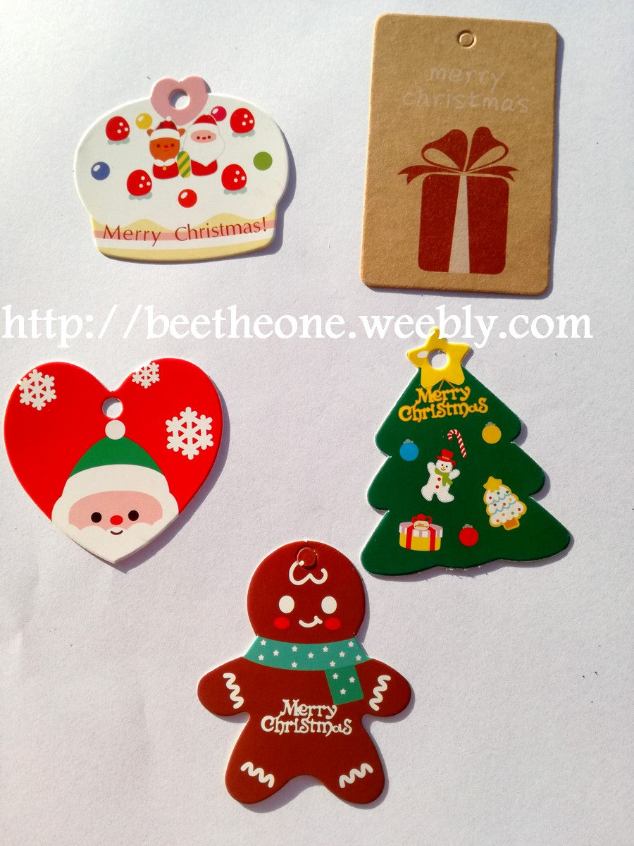 Etiquettes cartonnées pour Cadeaux de noël - 5 modèles différents