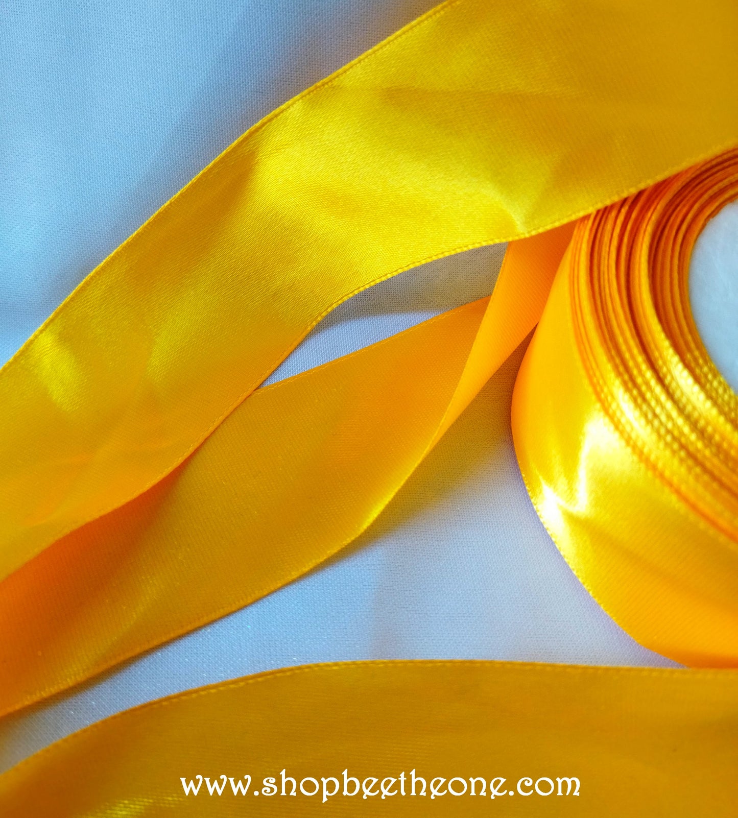 Ruban de satin - 38 mm x 1 m - Jaune foncé - simple face