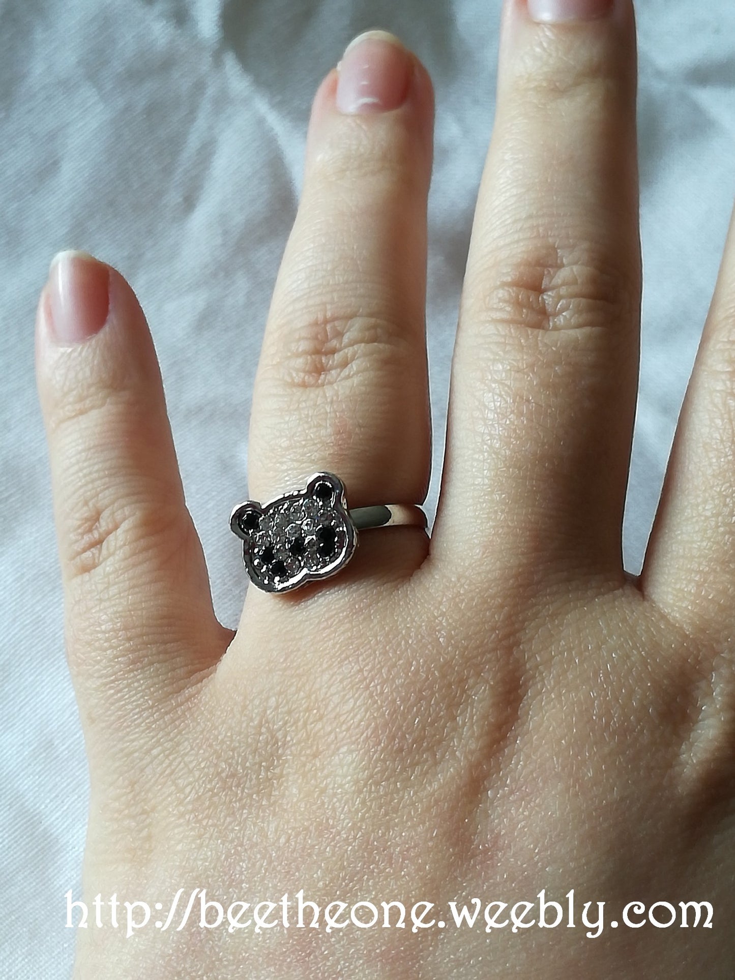 Bague kawaii Mini Panda à strass - anneau réglable