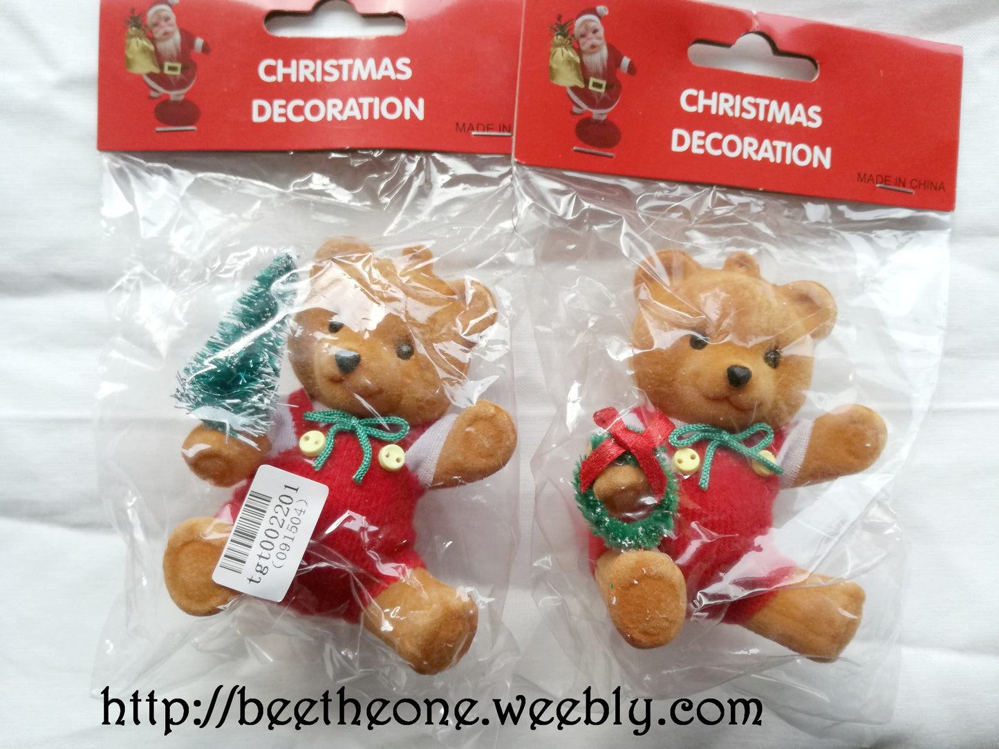 Lot de 2 Ornements Décorations pour Sapin de Noël "Ourson"