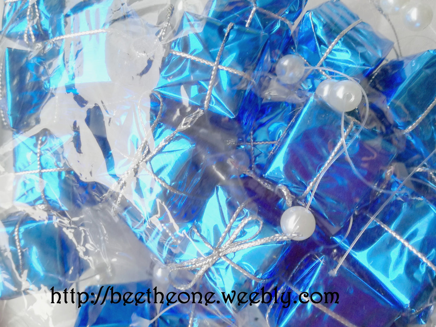 Décoration Ornement pour Sapin de Noël "Guirlande de cadeaux" - Bleu ou argent