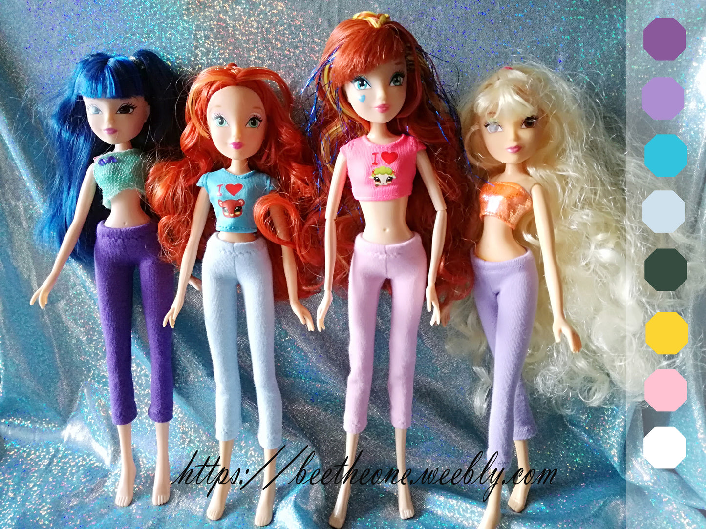 Pantalon collant leggings pantacourt pour poupées Winx Club (Smoby/Simba, Giochi Preziosi et Jakks Pacific) - 8 coloris - Collection Basics - Marque Zambara