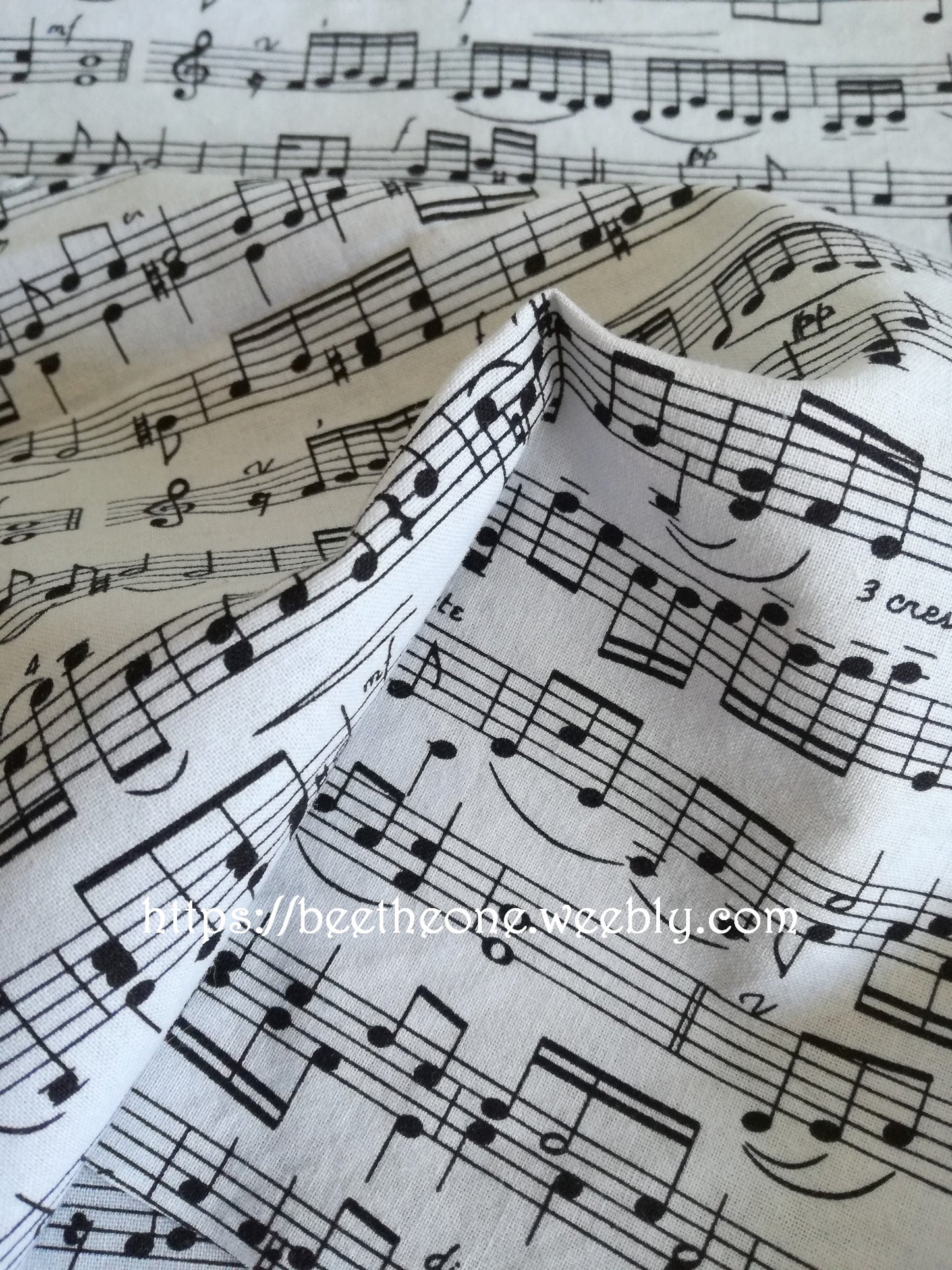 Coupon de tissu Popeline de coton gris clair - Portée, partition de musique - 25 x 25 cm ou 50 x 50 cm