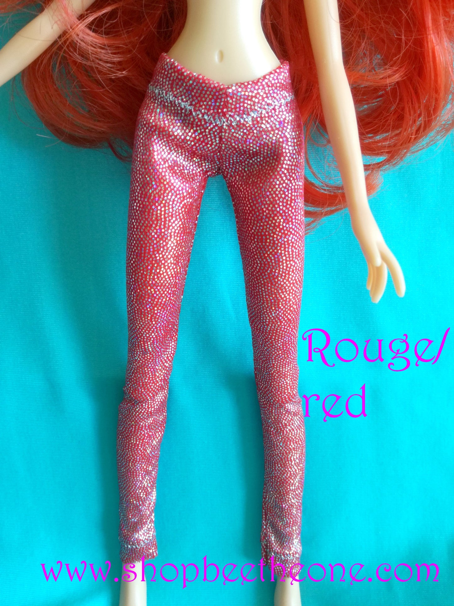 Pantalon collant leggings long imprimé holographique pour poupées Winx Club (Smoby, Giochi Preziosi/Jakks Pacific et Mattel) - 5 coloris - Collection Glitter Party - Marque Zambara