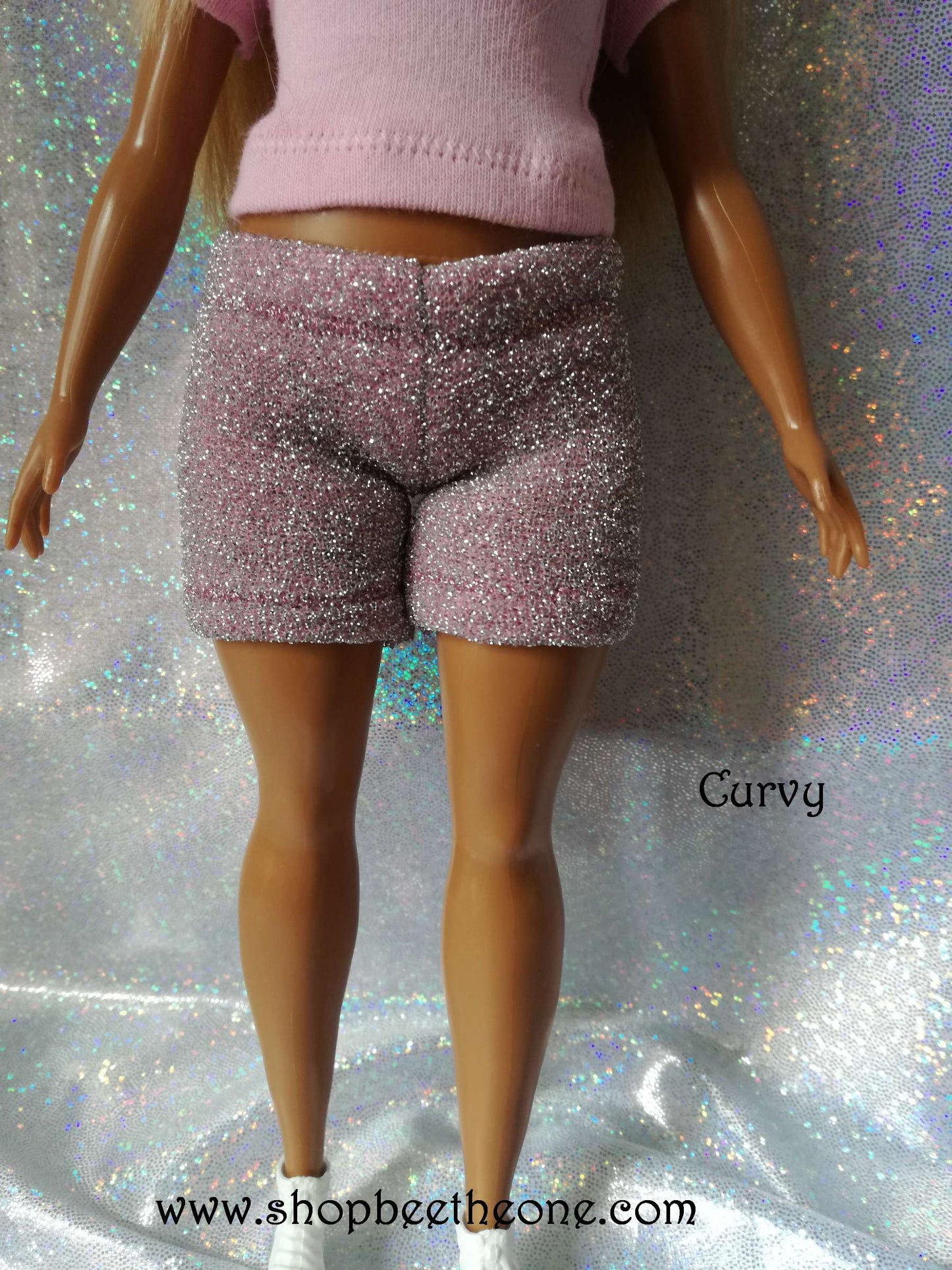 Short brillant pour poupées Barbie - 3 couleurs - 4 tailles - Collection Glitter Party - par Bee the One
