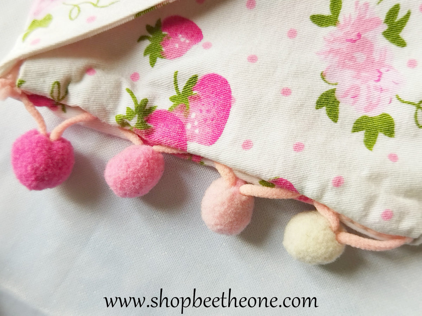 Trousse de toilette en coton - "Fraises roses"