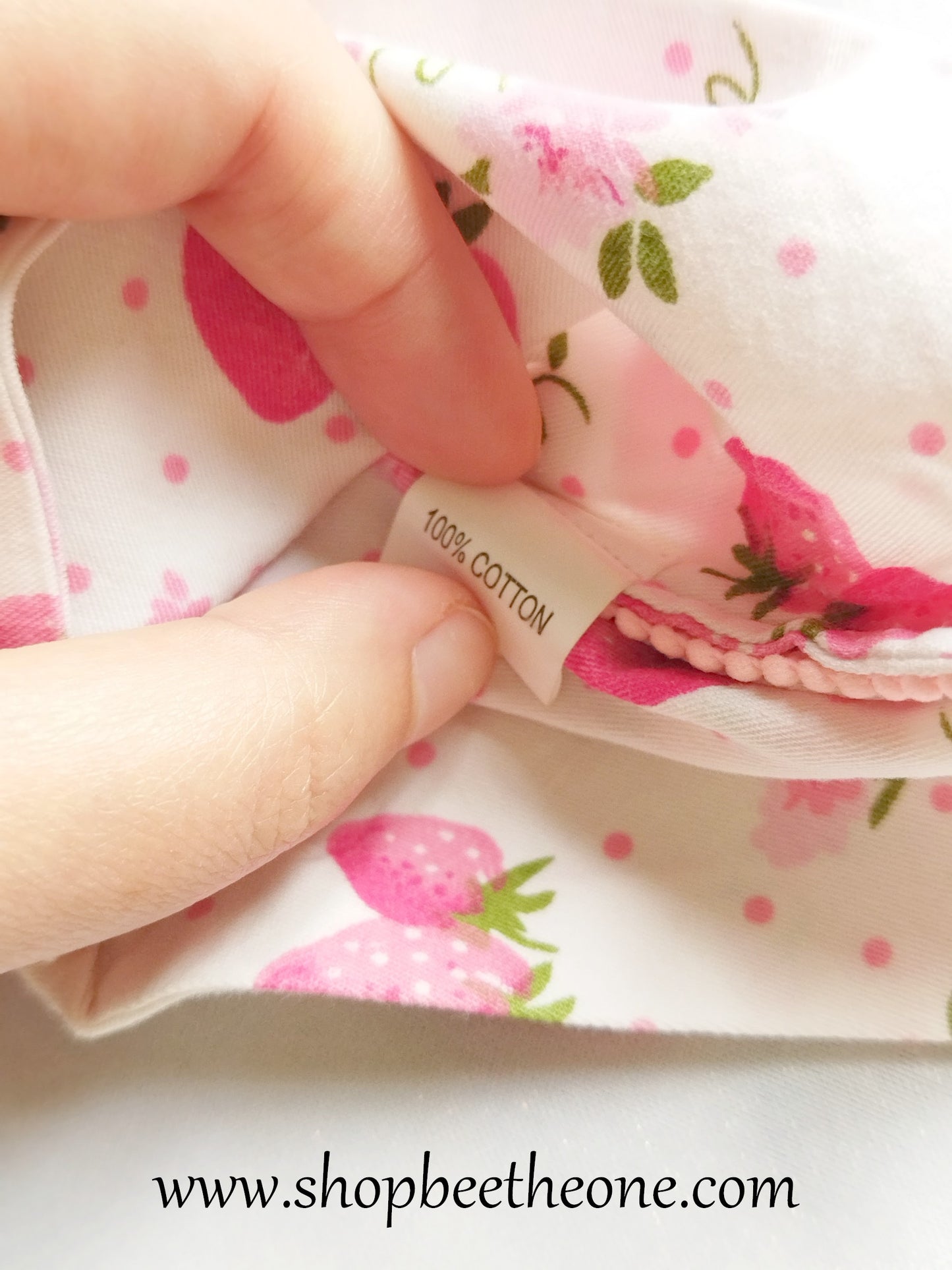 Trousse de toilette en coton - "Fraises roses"