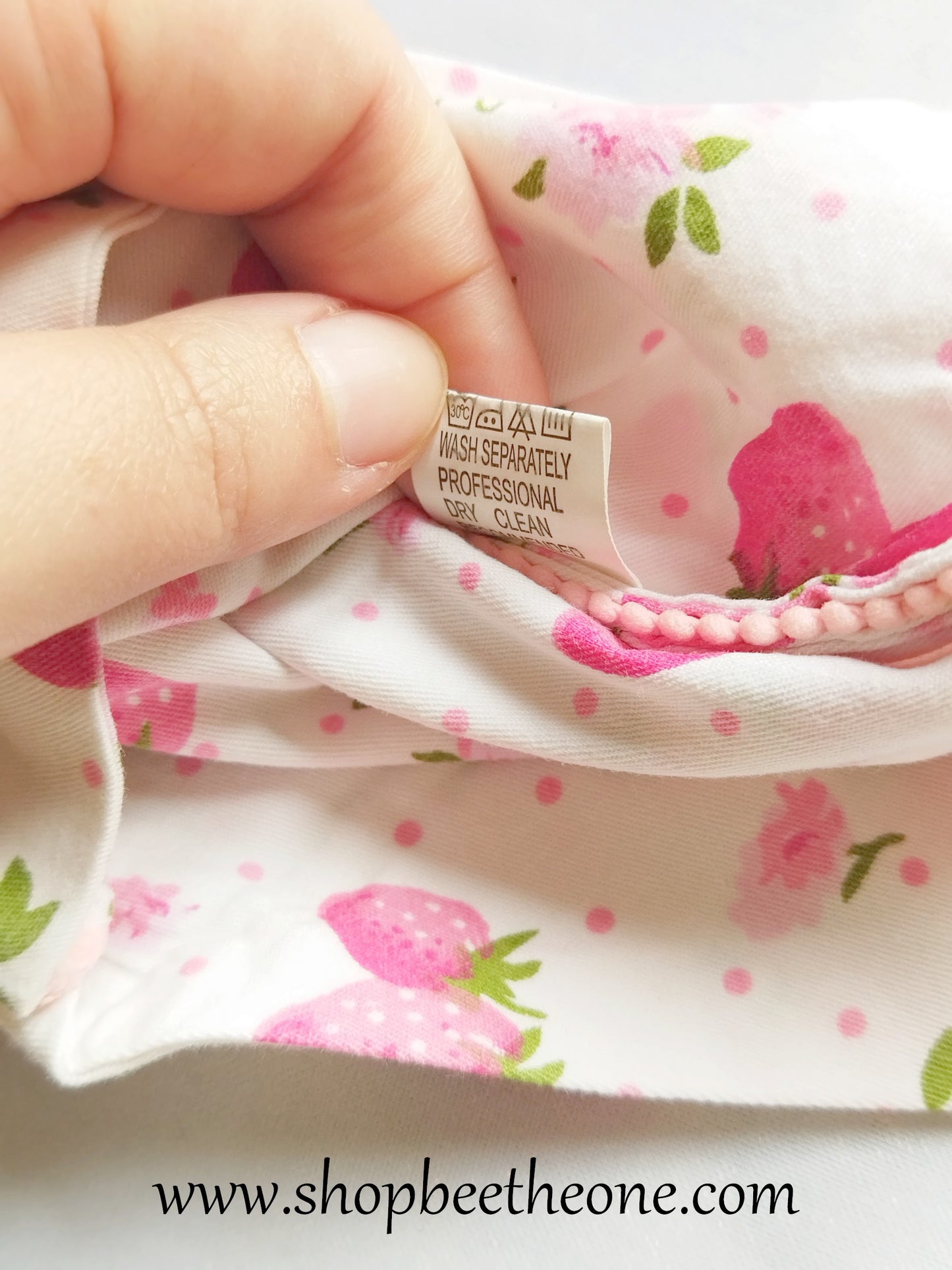 Trousse de toilette en coton - "Fraises roses"