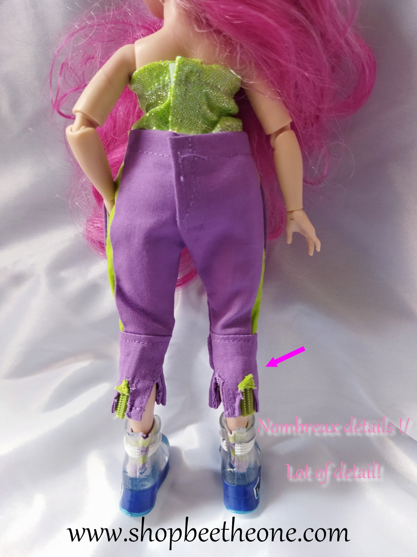Pantacourt pour poupées Rainbow High - Violet/vert - Collection Cosplay Club - par Bee the One