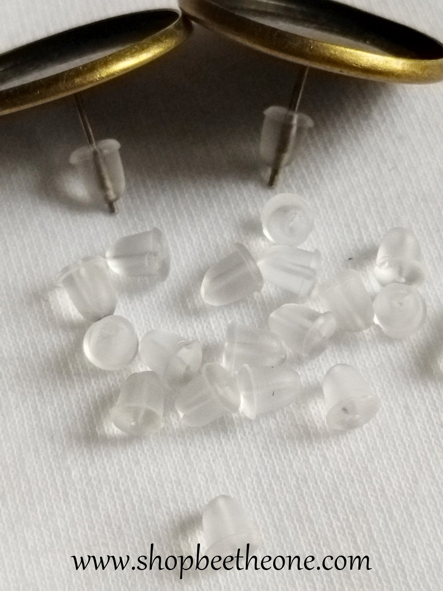 Lot de 20 pièces (10 paires) de Stoppeurs poussoirs embouts bouchons pour boucles d'oreilles - 4 x 4 mm - Transparent