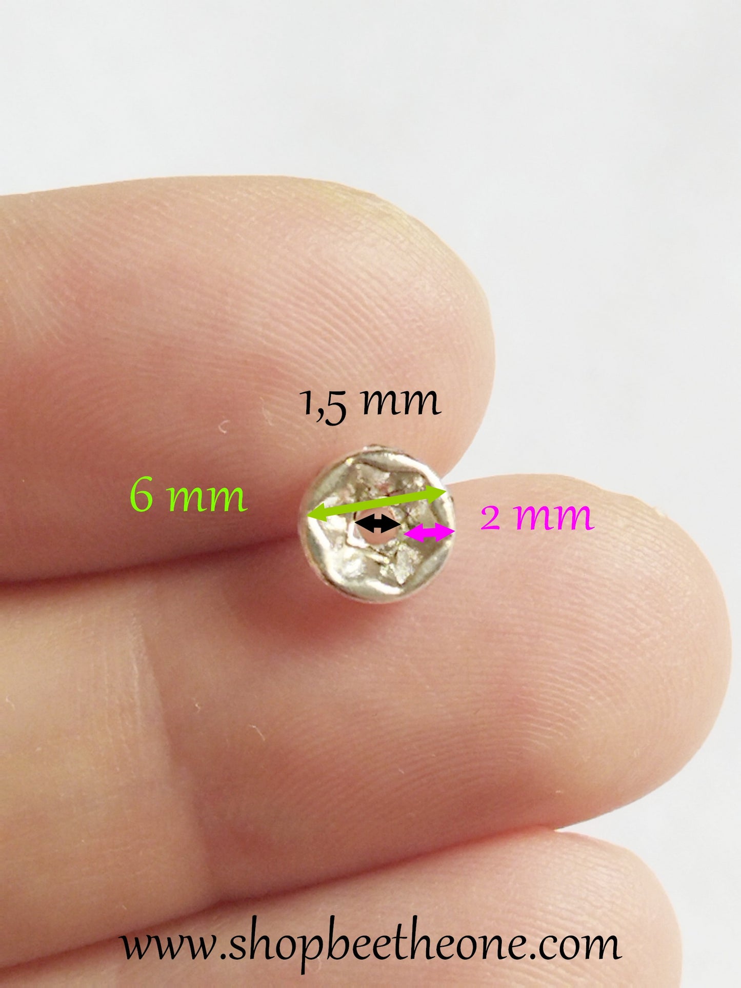 Mini Perle rondelle intercalaire ronde à strass - 6 mm - trou 1,5 mm
