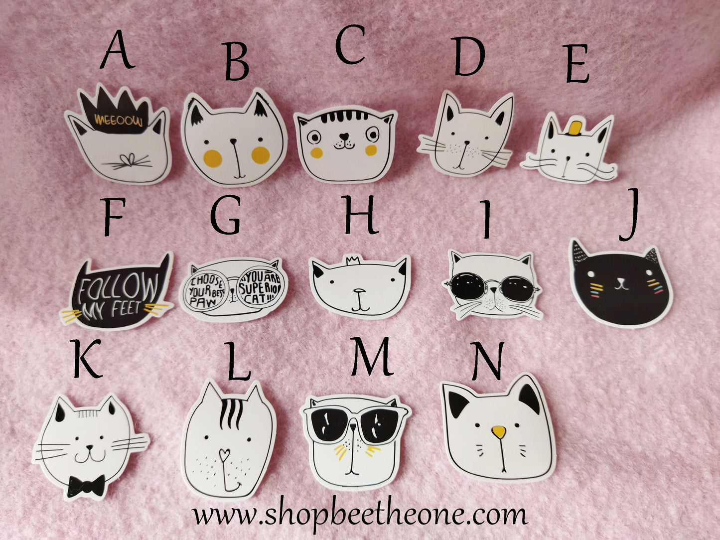 Sticker autocollant "Tête de Monsieur Chat" sur papier glacé - 14 modèles