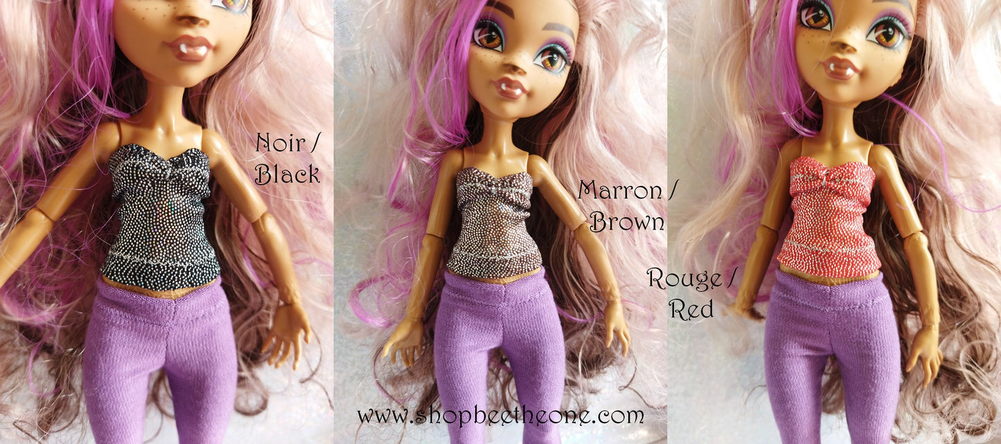 Bustier Sirène imprimé holographique pour poupées Monster High/Ever After High/Winx Club (Mattel) - 3 tailles - 13 coloris - Collection Basics - par Bee the One