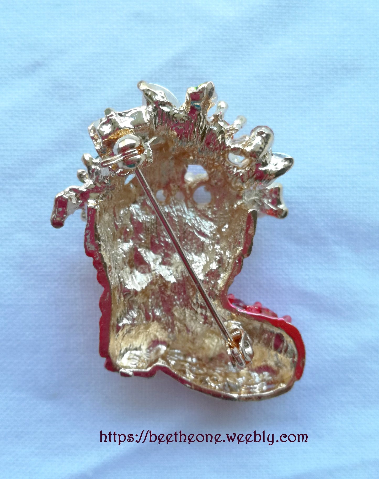 Broche Cabochons et Strass Botte de Noël