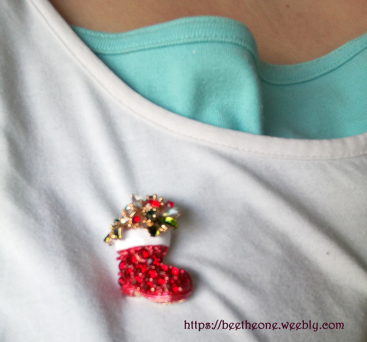 Broche Cabochons et Strass Botte de Noël