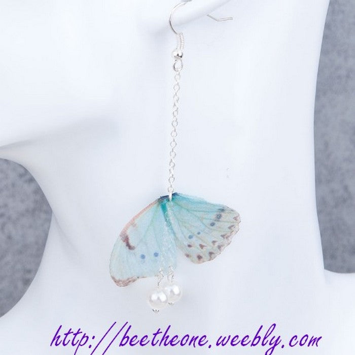 Boucles d'oreilles organza "Papillon bleu"