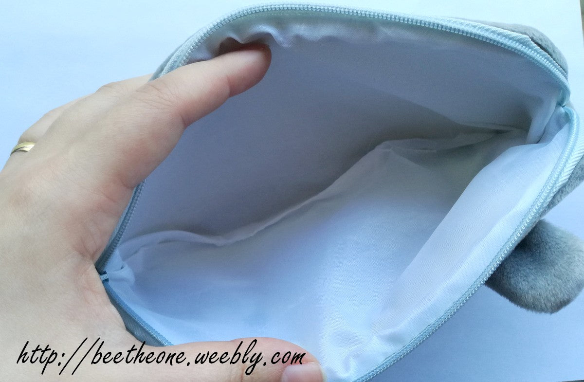 Trousse de rangement plate Monstre gris en peluche