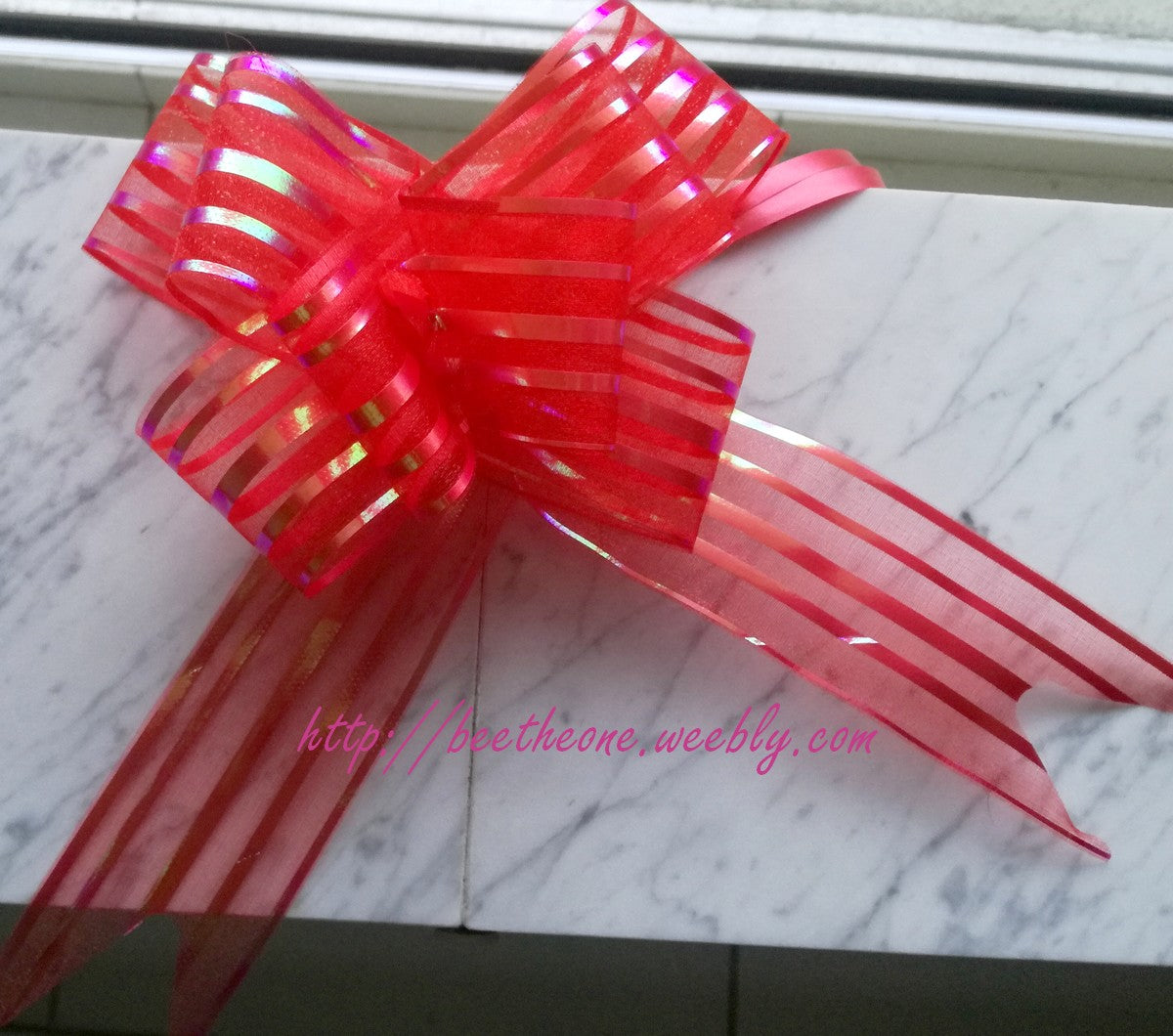 Grand Noeud automatique à tirer en organza - Rouge