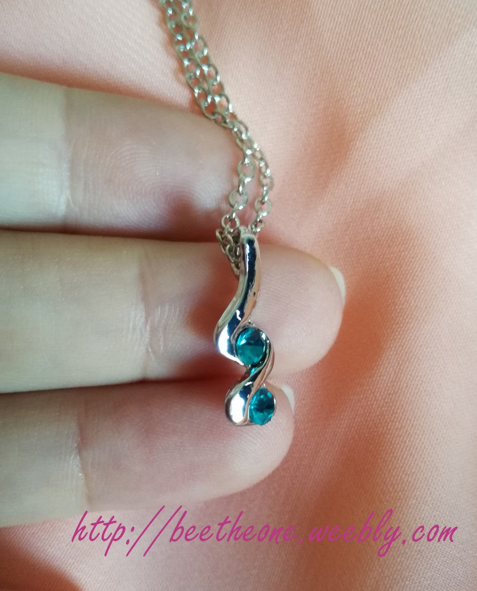 Parure "Alice" Collier et Boucles d'oreilles Pierre colorée - Bleu