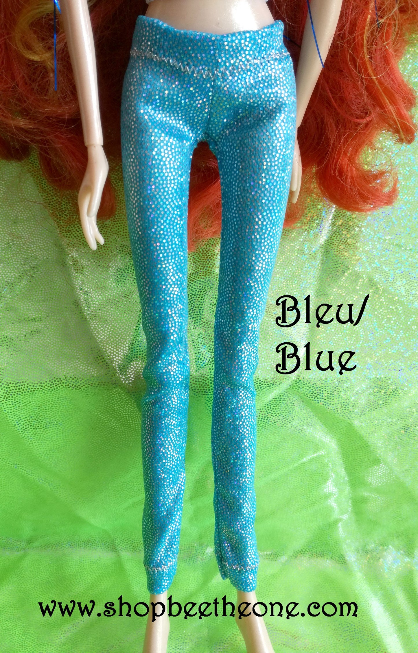 Pantalon collant leggings long imprimé holographique pour poupées Winx Club (Smoby, Giochi Preziosi/Jakks Pacific et Mattel) - 5 coloris - Collection Glitter Party - Marque Zambara