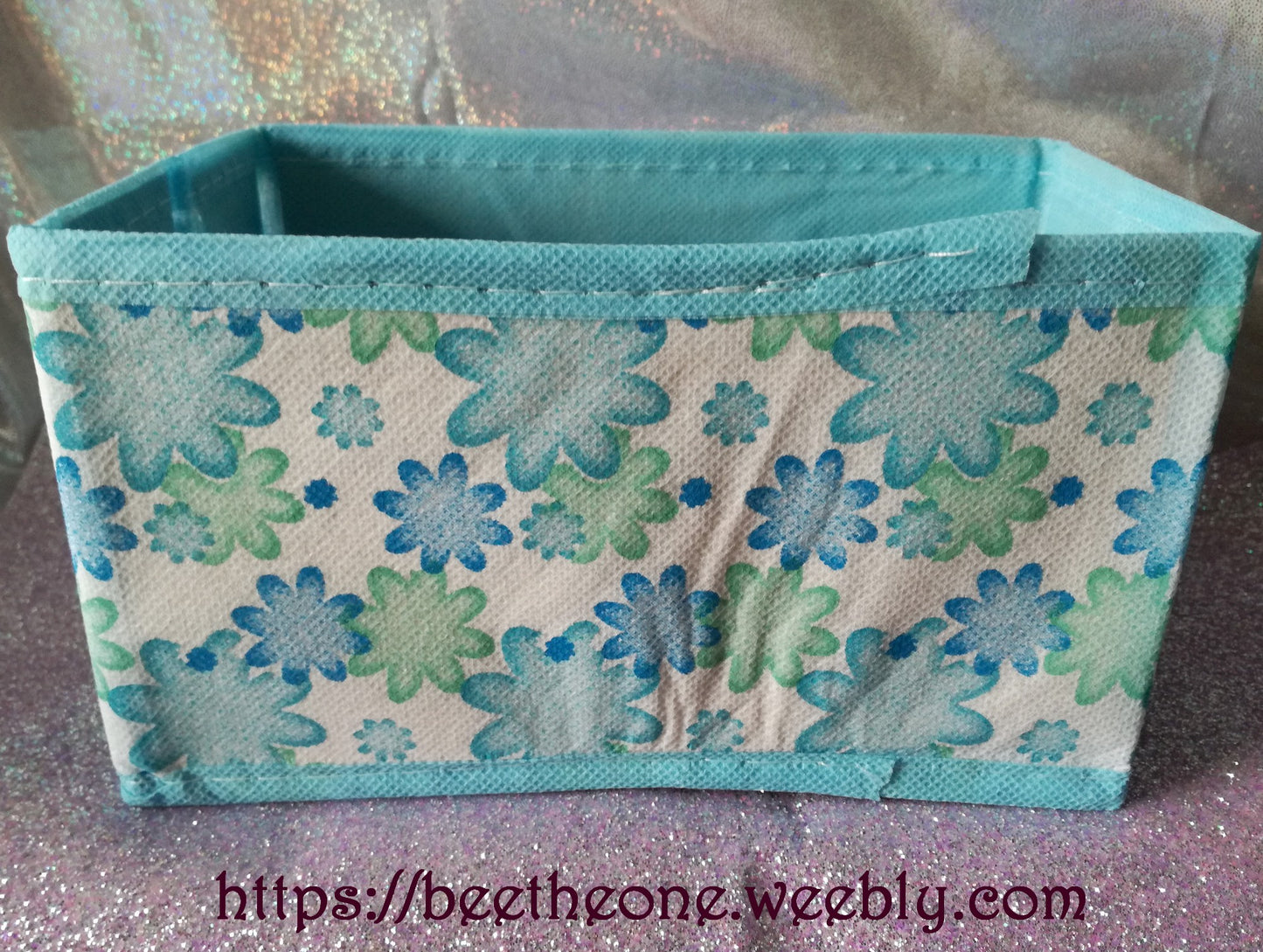 Boîte de rangement multi-poches transportable en toile - Bleue