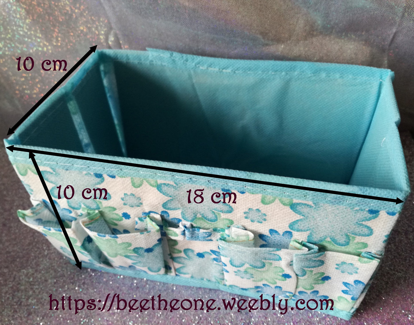 Boîte de rangement multi-poches transportable en toile - Bleue