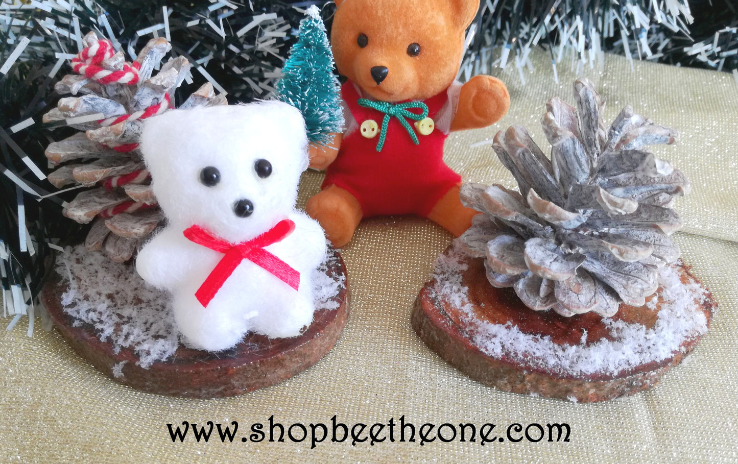 Lot de 2 Décorations de Noël Décors sur rondin de bois - Marque Zambara
