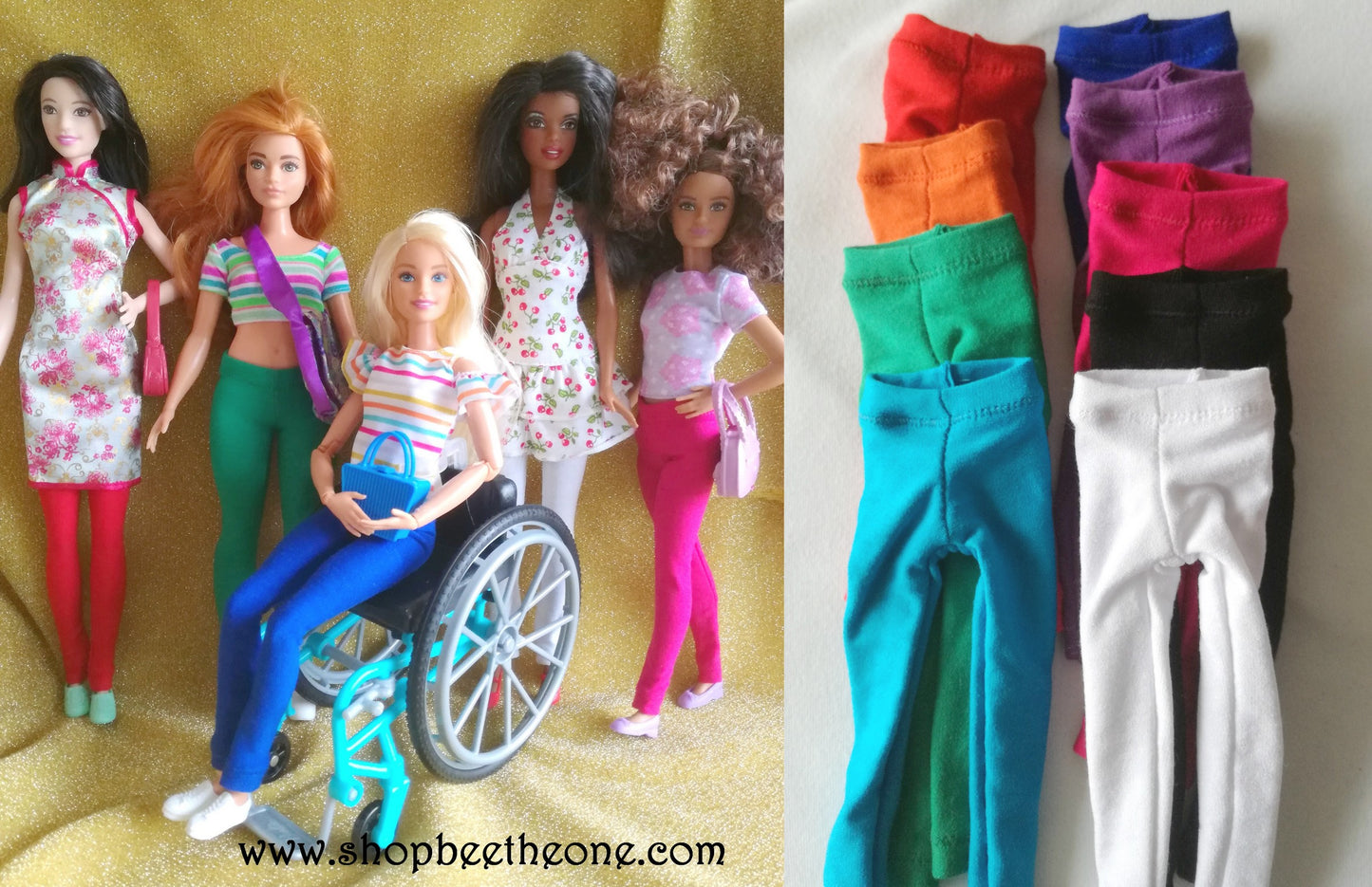 Pantalon collant leggings long pour poupées Barbie - 9 couleurs - 4 tailles - Collection Basics - par Bee the One