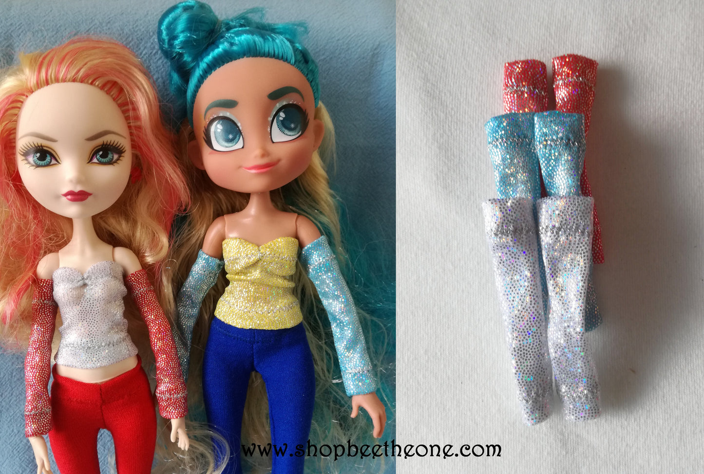 Paire de Manches longues imprimé holographique pour poupées Ever After High/Hairmazing - 3 coloris - Collection Basics - par Bee the One