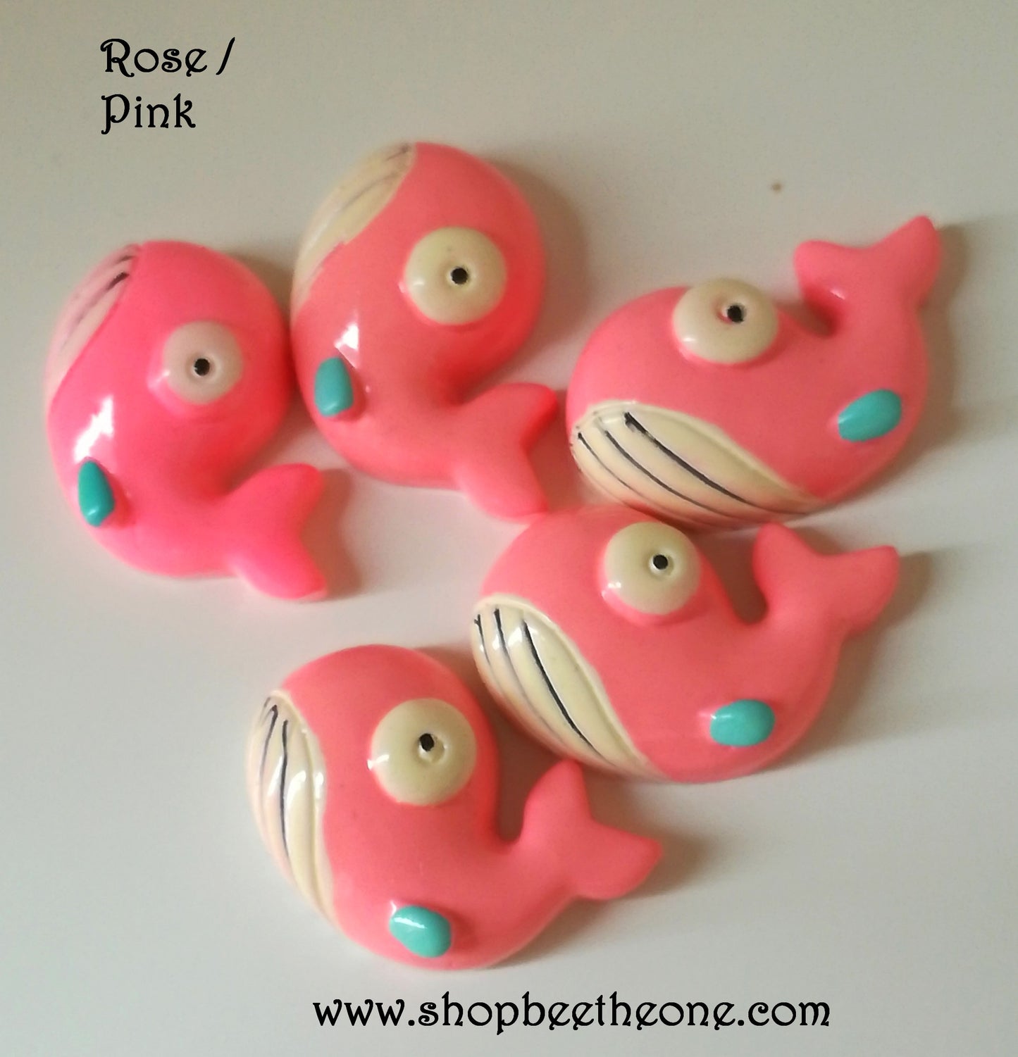 Cabochon plat "Baleine" en résine, pour embellissement - 27 mm - 5 coloris - DERNIERES PIECES
