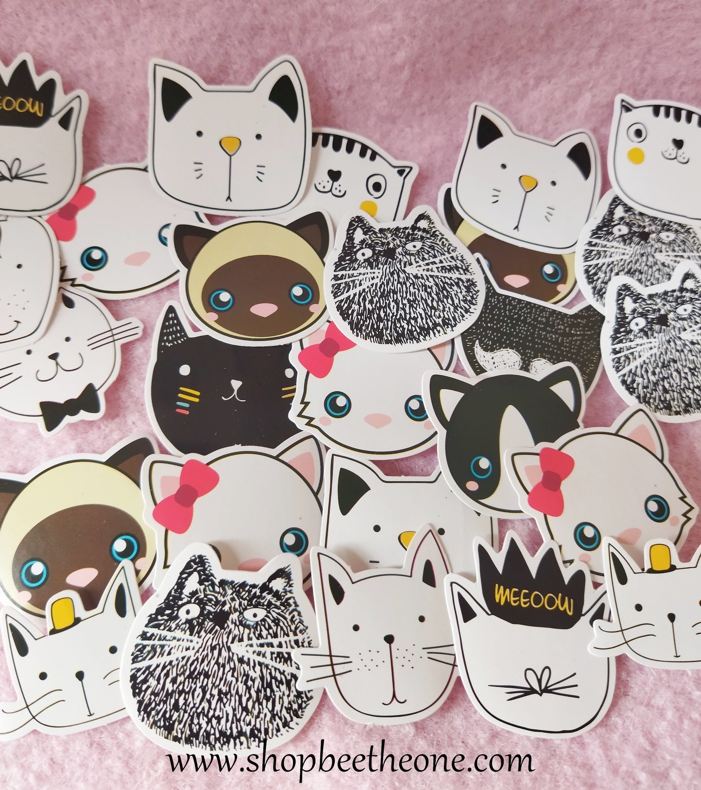 Lot de 13 Stickers autocollant "Tête de Chat" sur papier glacé - prix réduit