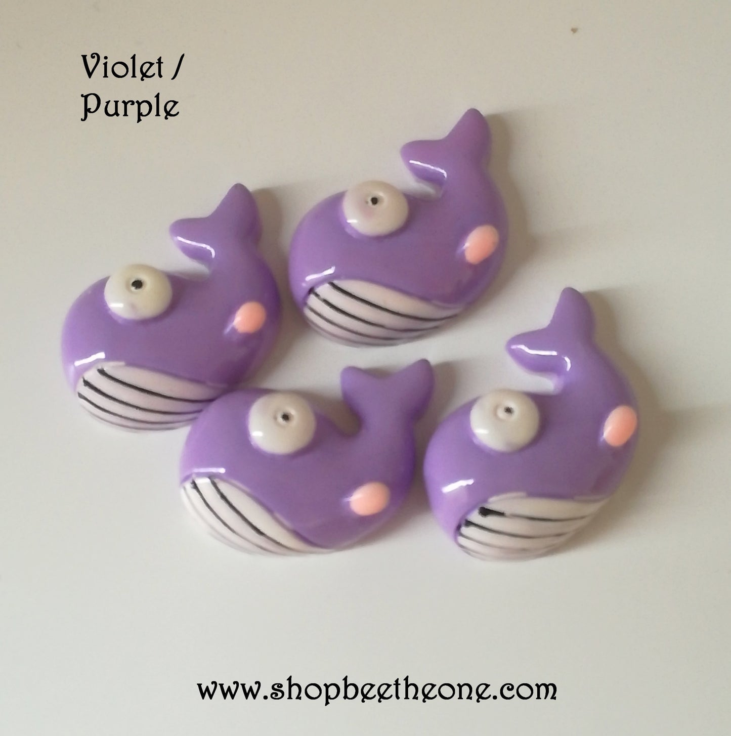 Cabochon plat "Baleine" en résine, pour embellissement - 27 mm - 5 coloris - DERNIERES PIECES