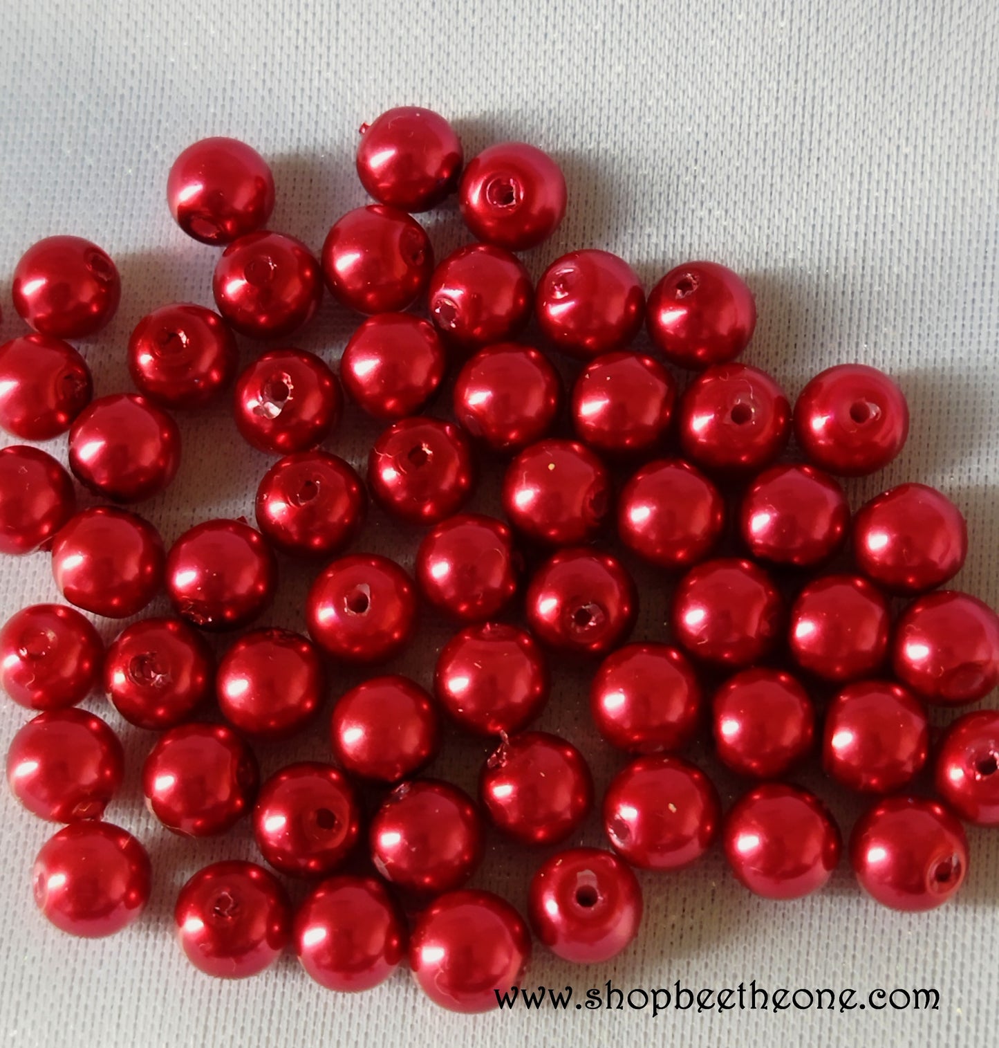 Perle ronde en plastique - 5-6 mm - rouge foncé