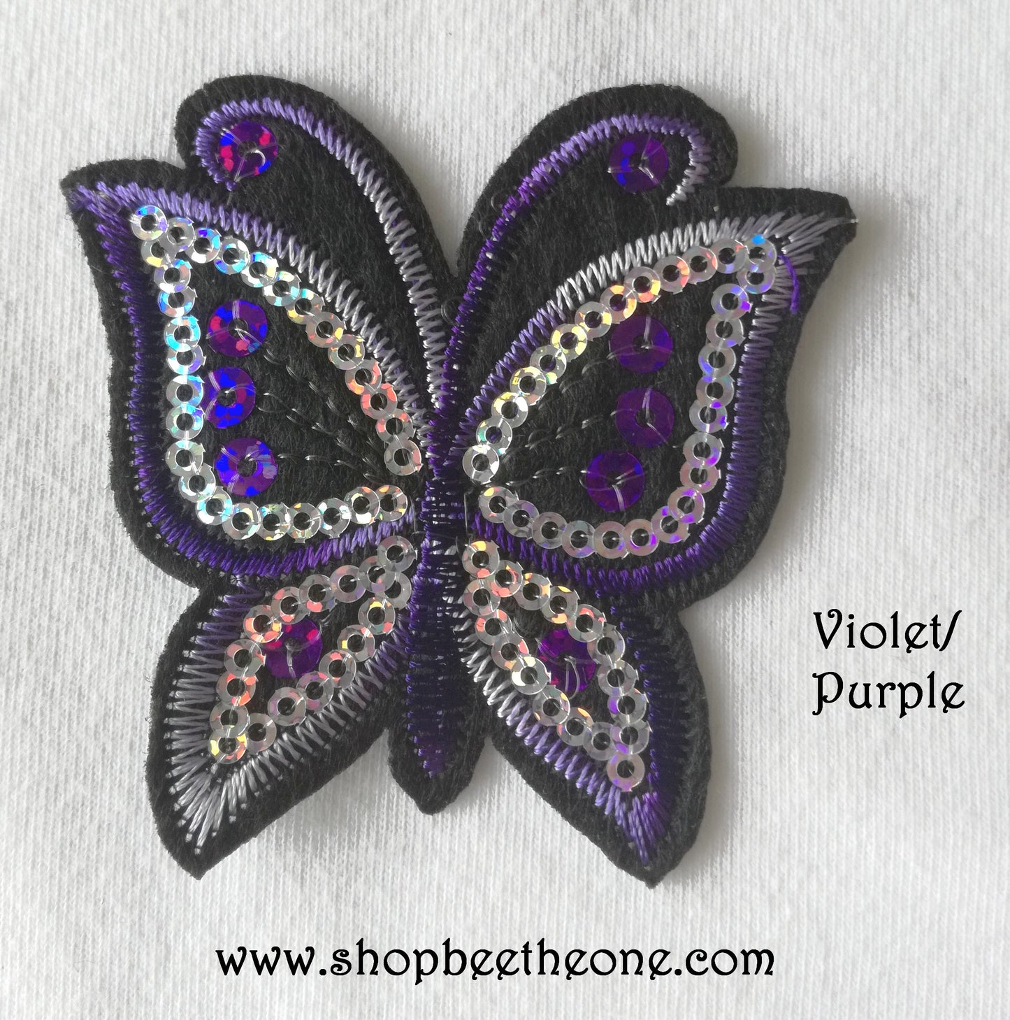 Applique écusson patch thermocollant Papillon dégradé à sequins holographiques - 7 coloris