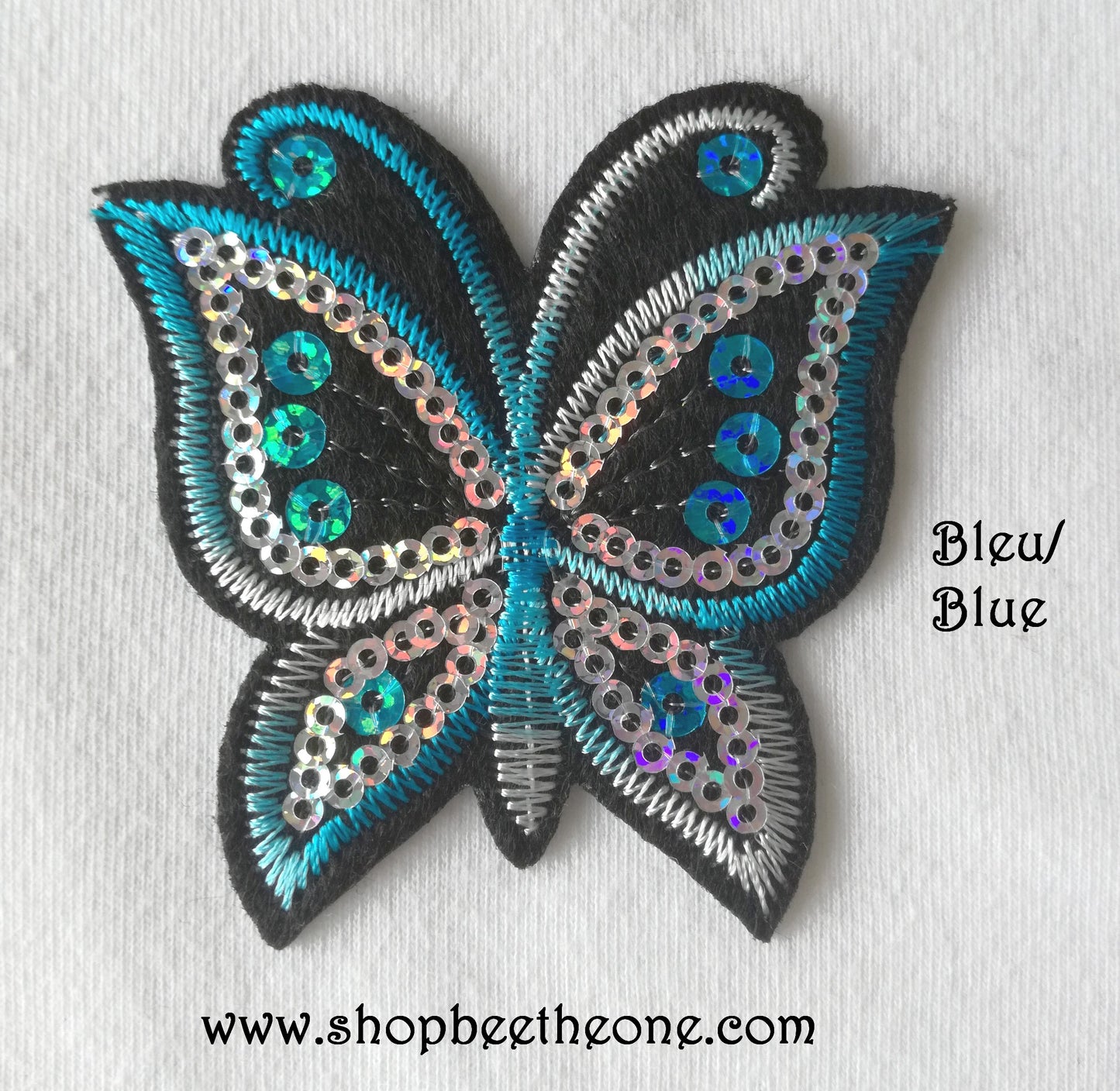 Applique écusson patch thermocollant Papillon dégradé à sequins holographiques - 7 coloris