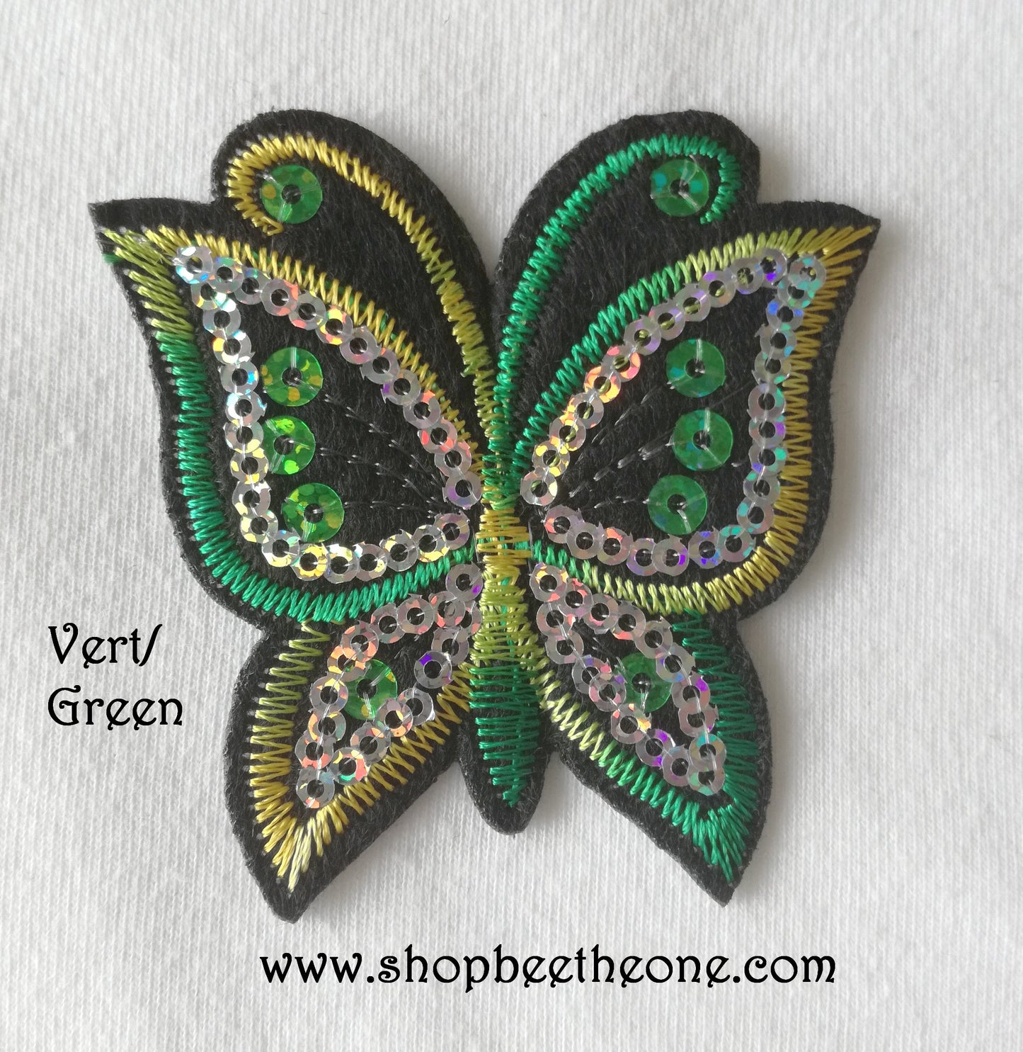 Applique écusson patch thermocollant Papillon dégradé à sequins holographiques - 7 coloris