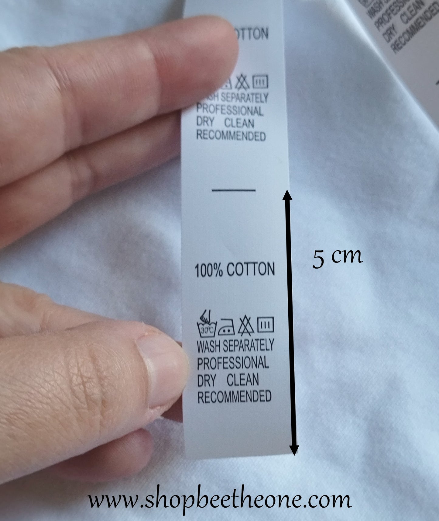 Etiquette de composition/entretien "100% cotton" - à coudre
