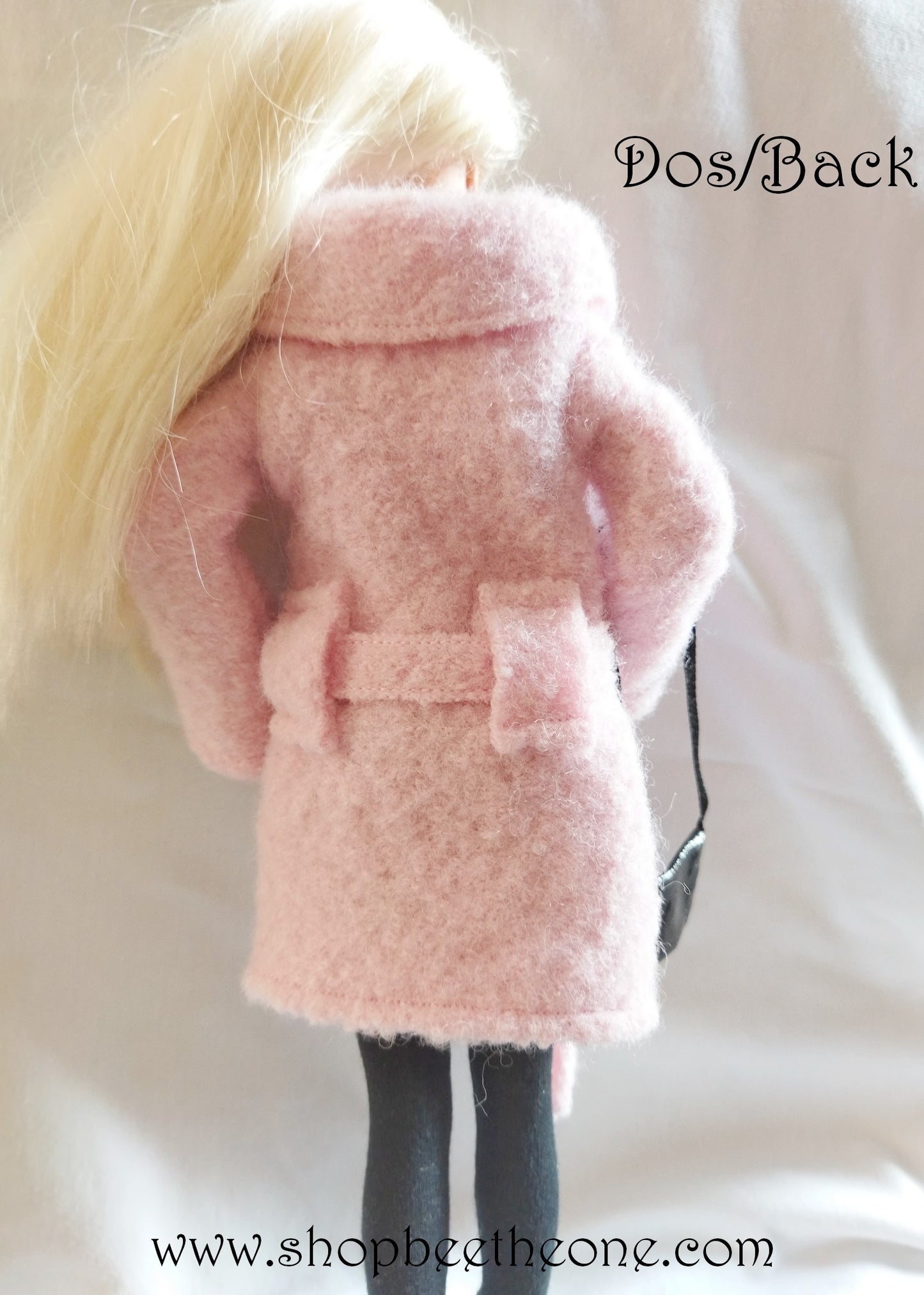 Manteau d'hiver en laine pour poupées Barbie - rose clair - 4 tailles - par Bee the One