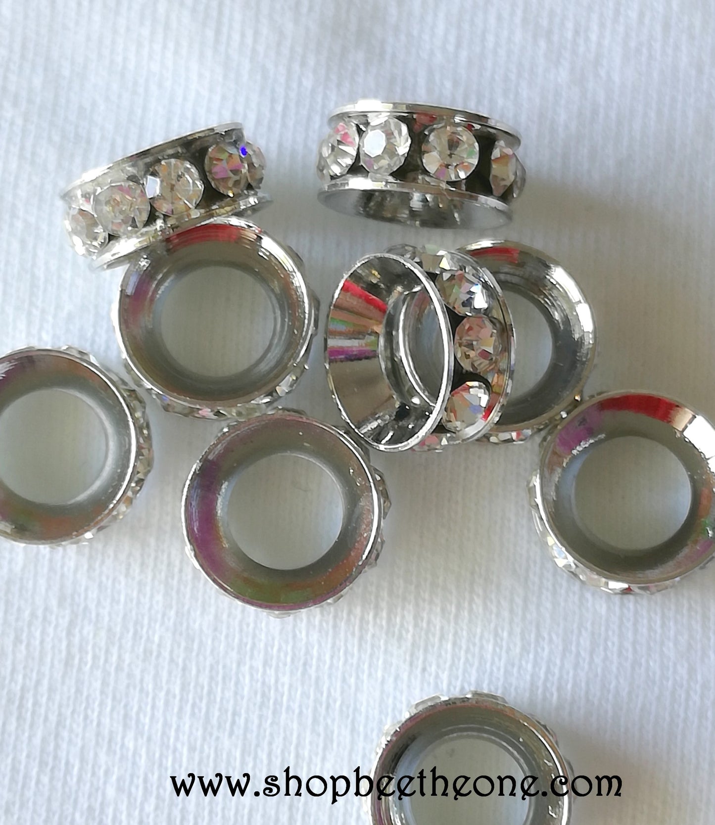 Perle rondelle intercalaire ronde à strass - 10 mm - trou 5 mm