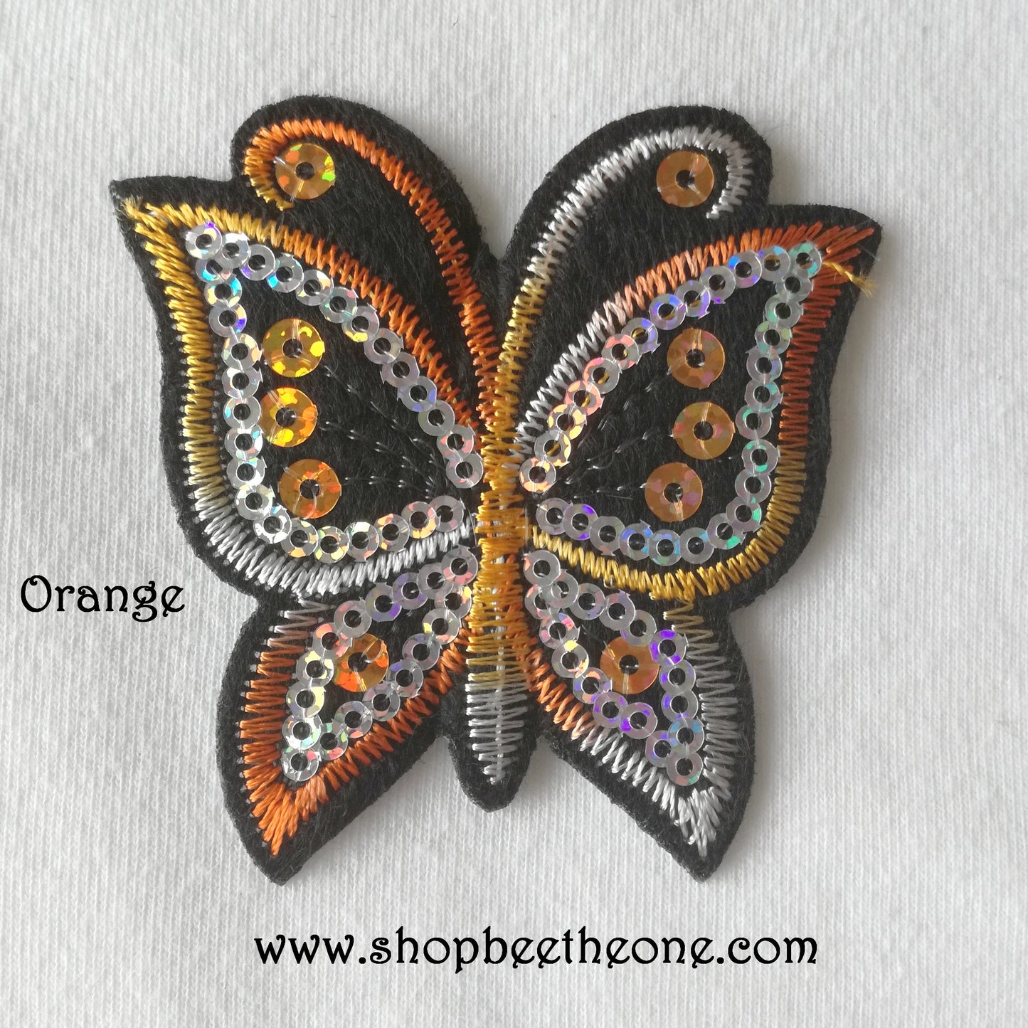 Applique écusson patch thermocollant Papillon dégradé à sequins holographiques - 7 coloris