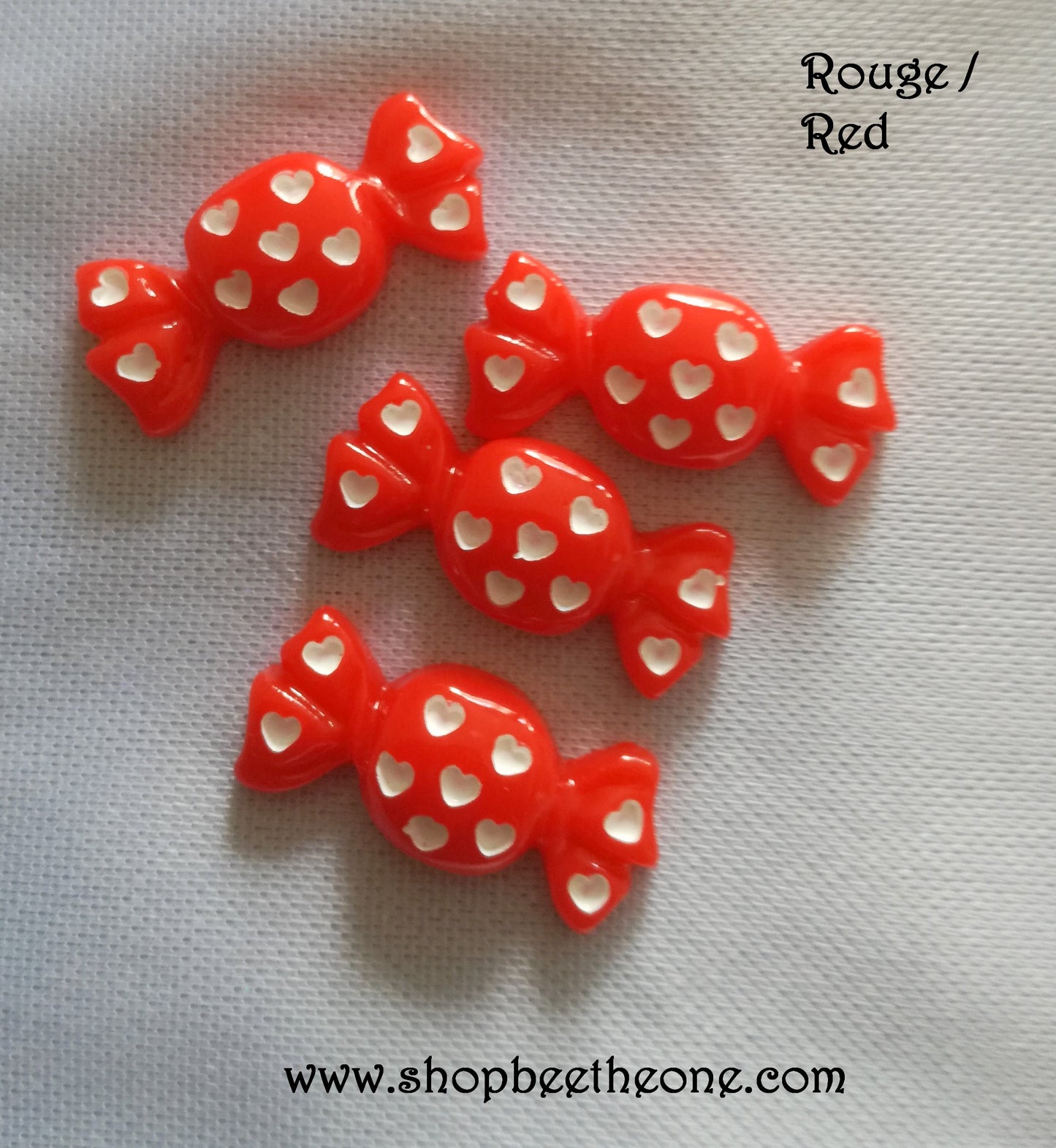 Cabochon plat "Bonbon à coeurs" pour embellissement ou miniature - 23 mm - 10 coloris