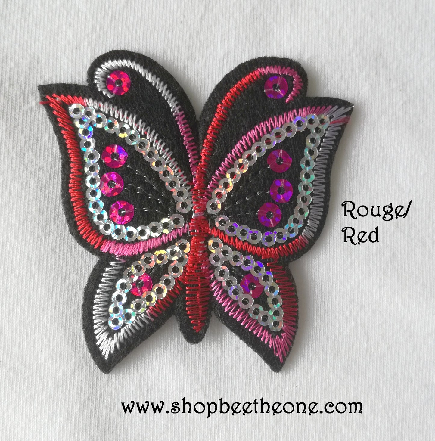 Applique écusson patch thermocollant Papillon dégradé à sequins holographiques - 7 coloris