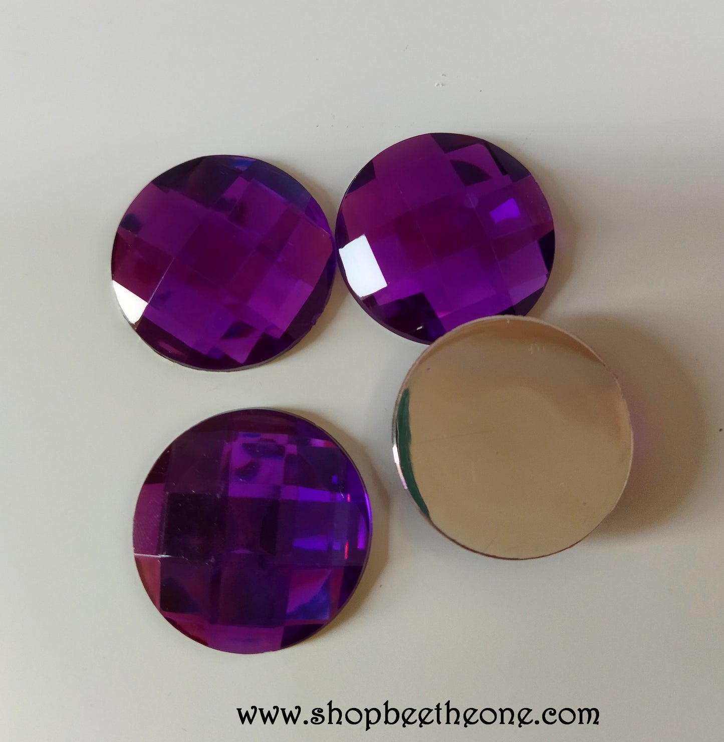 Cabochon strass demi-perle rond à facettes - 30 mm - 2 coloris