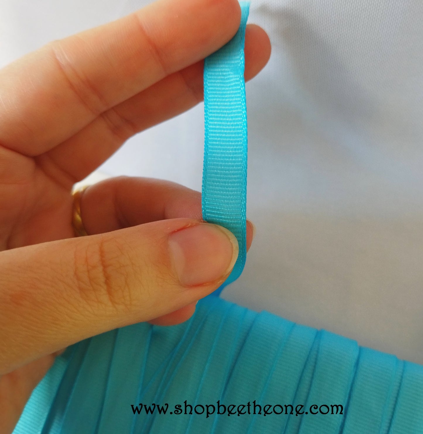 Ruban Gros grain - 9 mm x 1 m - Bleu turquoise