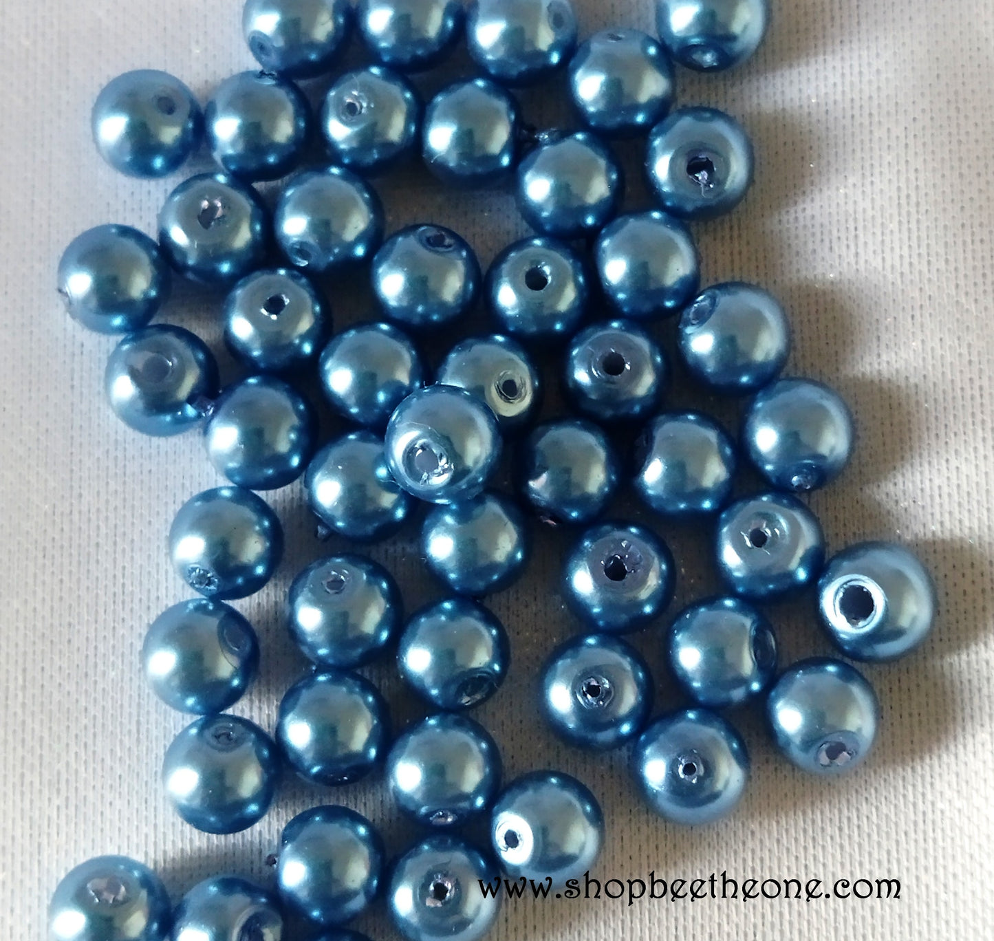 Perle ronde en plastique - 5-6 mm - bleu