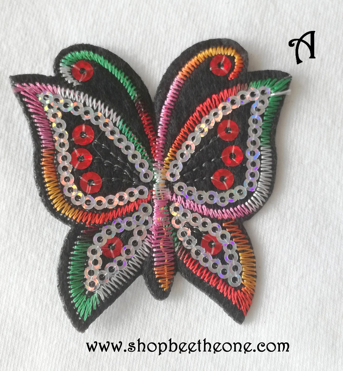 Applique écusson patch thermocollant Papillon colorés à sequins - 3 coloris